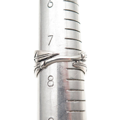 925 Sterling Silver Vintage Feather Oxidized Ring Size 7.5