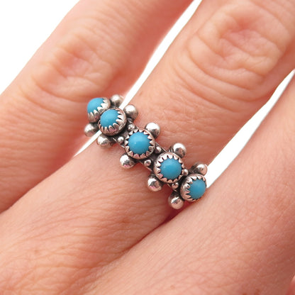 Bell Trading Post Old Pawn Sterling Vintage Turquoise Snake Eye Ring Size 5.5