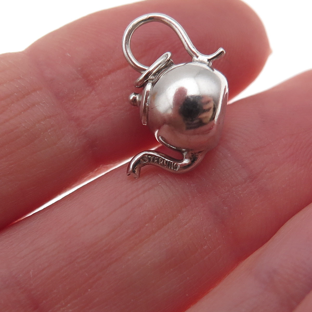 925 Sterling Silver Antique Art Deco Teapot 3D Charm Pendant