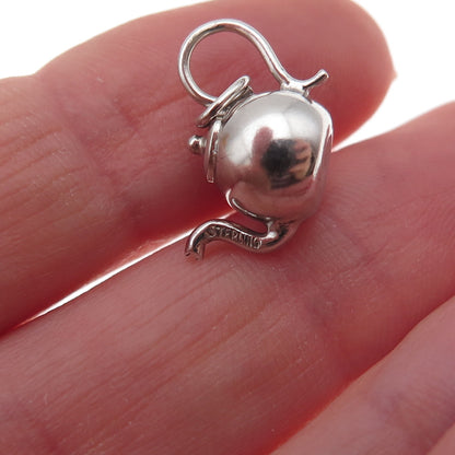 925 Sterling Silver Antique Art Deco Teapot 3D Charm Pendant