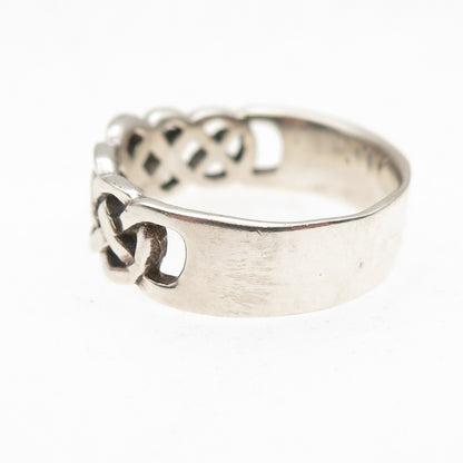 925 Sterling Silver Vintage Celtic Woven Oxidized Band Ring Size 8