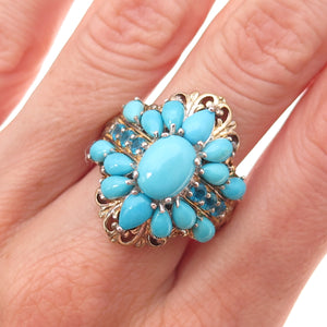 D'Joy Sterling Silver 2-Tone Real Sleeping Beauty Turquoise Apatite Ring Size 8