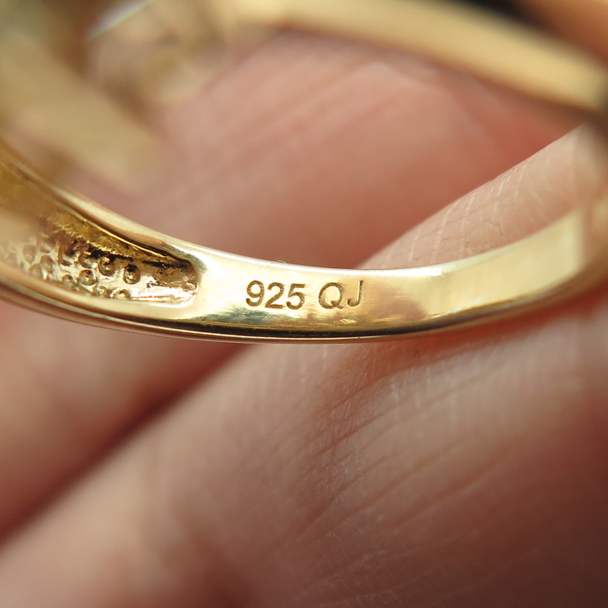 925 Sterling Silver Gold Plated Real Cabochon Opal & Citrine Ring Size 6