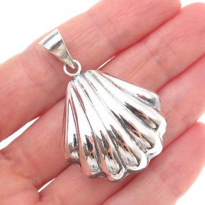 950 Silver Vintage Mexico Modernist Seashell Oxidized Charm Pendant