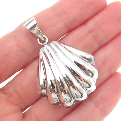 950 Silver Vintage Mexico Modernist Seashell Oxidized Charm Pendant