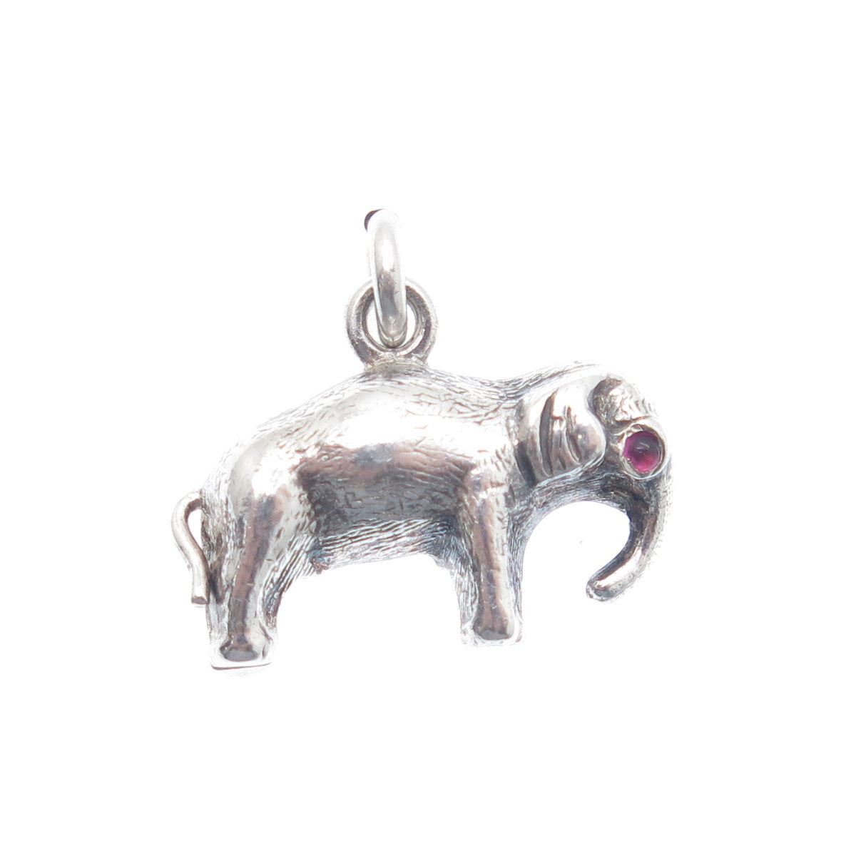 925 Sterling Silver Vintage Real Tourmaline Elephant Minimalist 3D Charm Pendant
