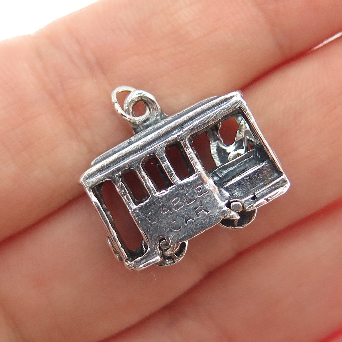 925 Sterling Silver Vintage San Francisco Cable Car Mini 3D Charm Pendant