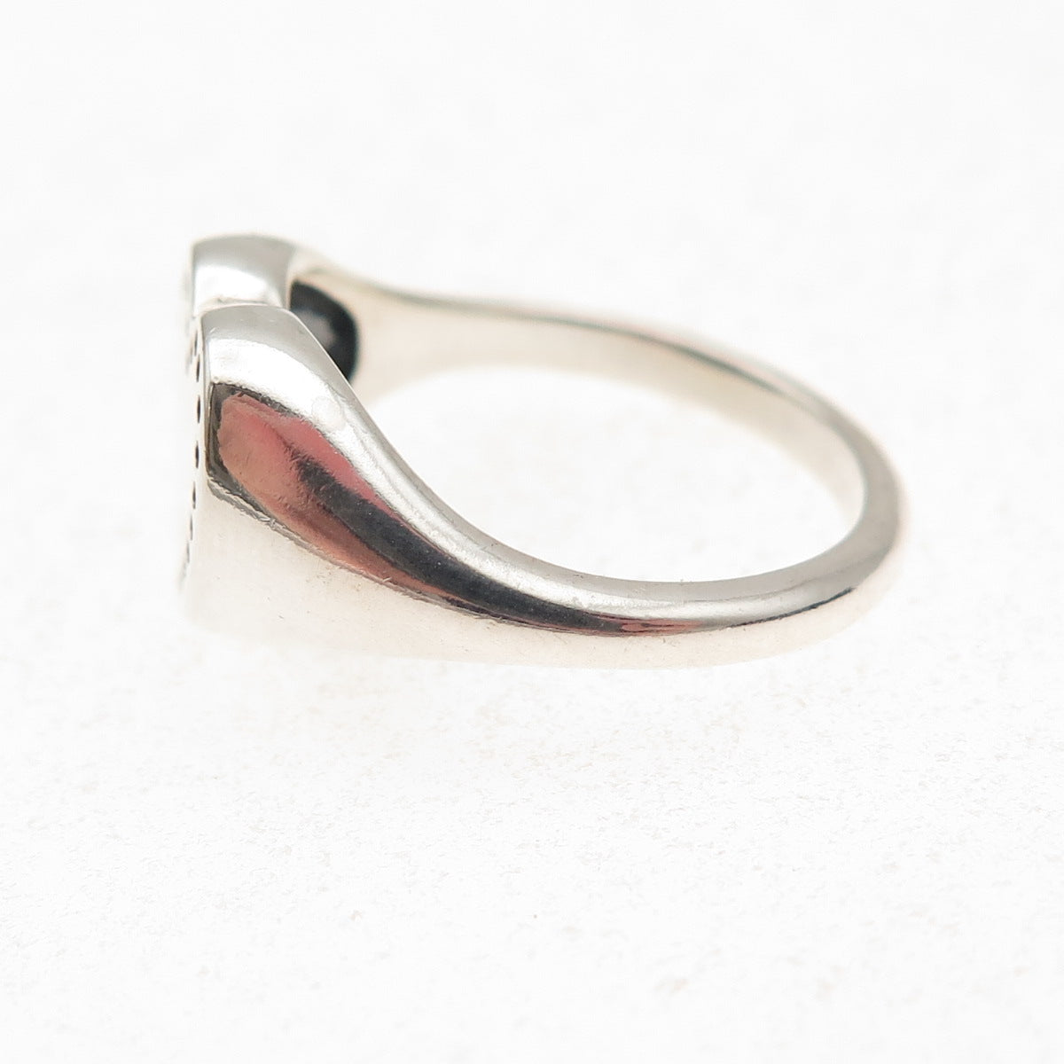Pandora 925 Sterling Silver Round-Cut C Z Heart Signet Ring Size 7