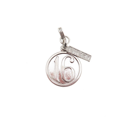 Wells 925 Sterling Silver Vintage Sweet 16 Charm Pendant