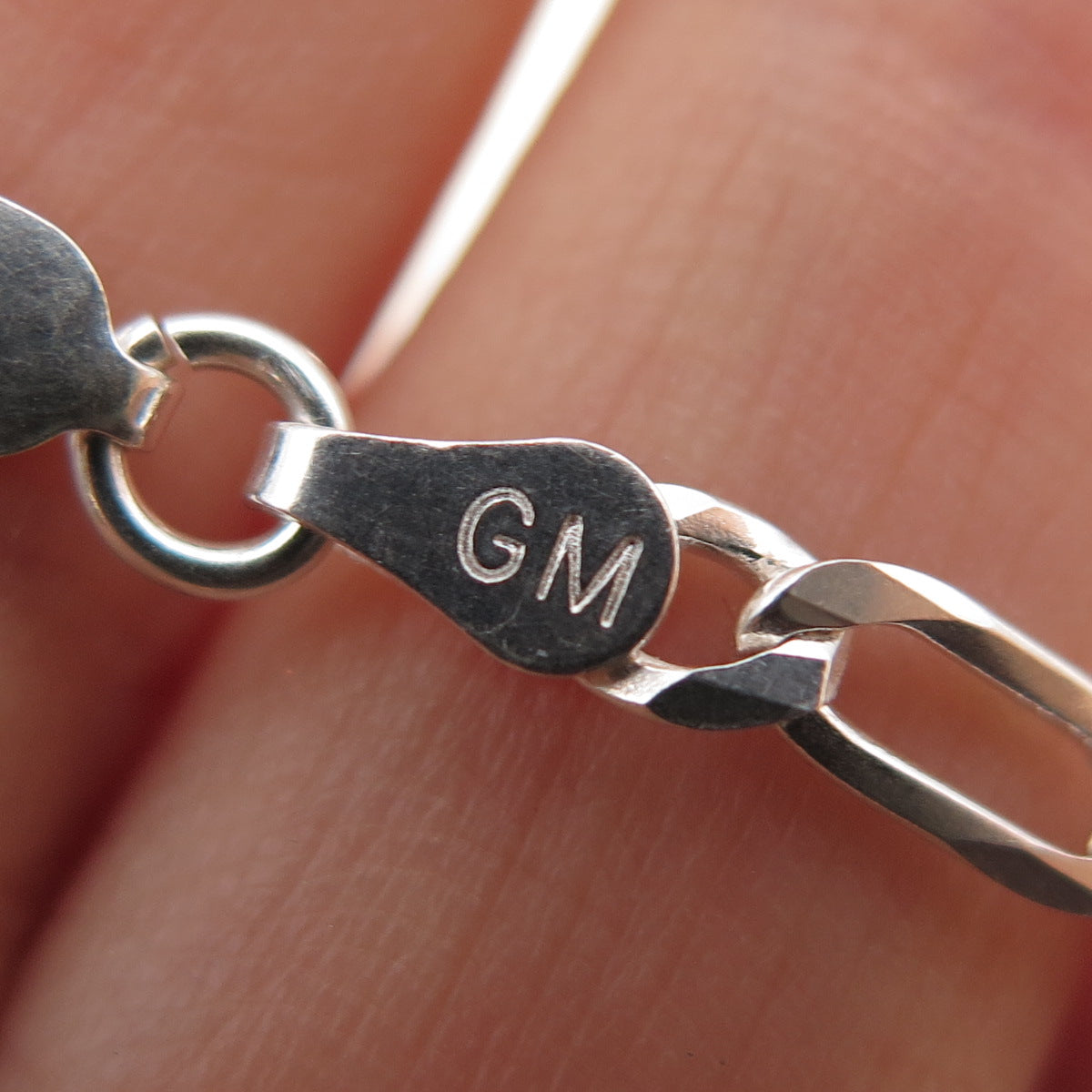 P. LUX 925 Sterling Silver Vintage Italy Figaro Chain Necklace 20"