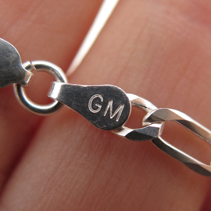 P. LUX 925 Sterling Silver Vintage Italy Figaro Chain Necklace 20"