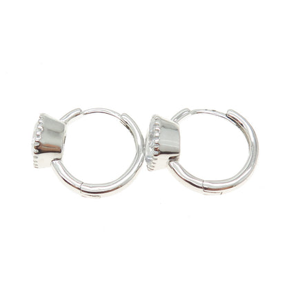 925 Sterling Silver Cushion-Cut Shaped C Z Huggie Earrings