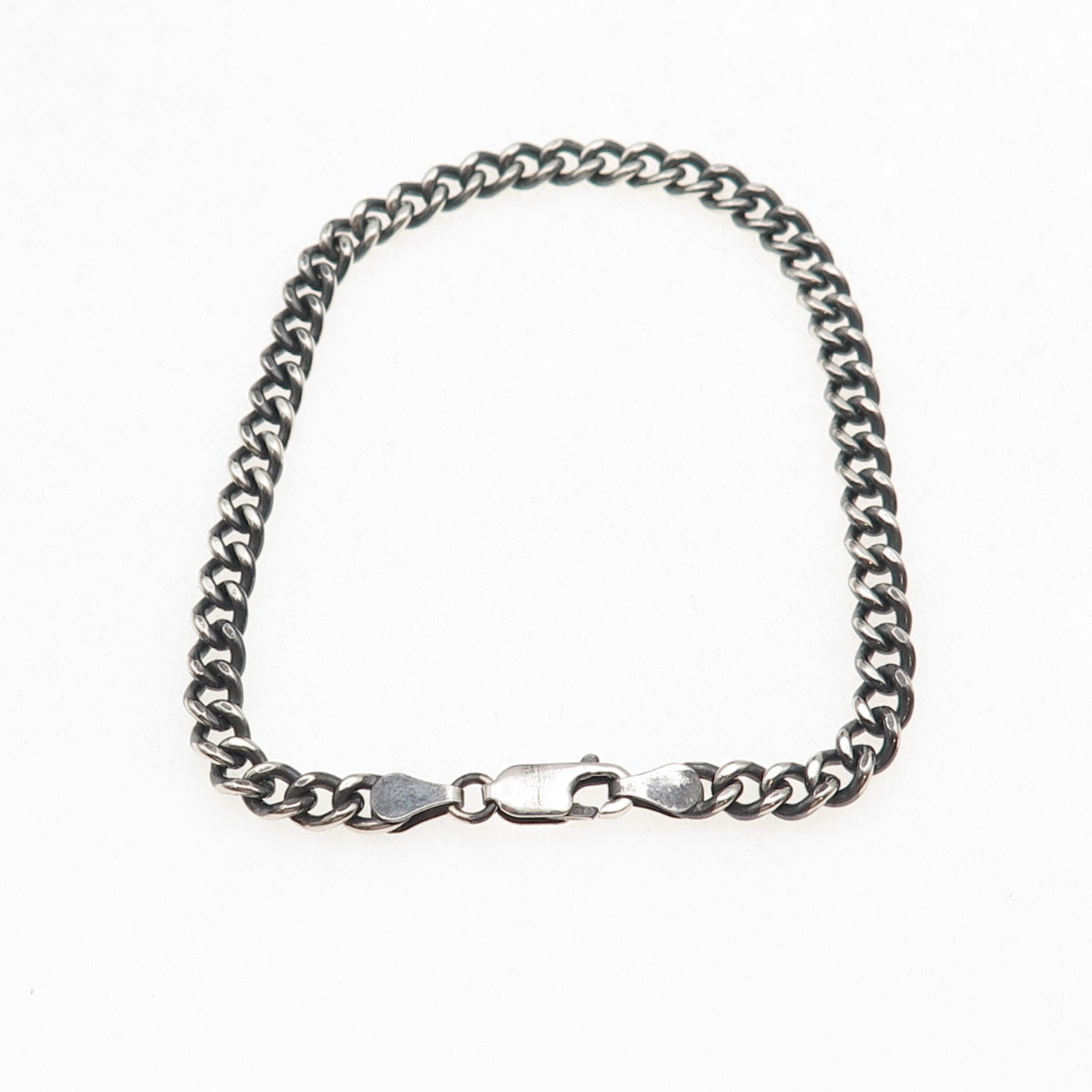 925 Sterling Silver Vintage Cuban Link Oxidized Bracelet 7.75"