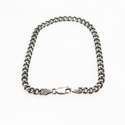 925 Sterling Silver Vintage Cuban Link Oxidized Bracelet 7.75"