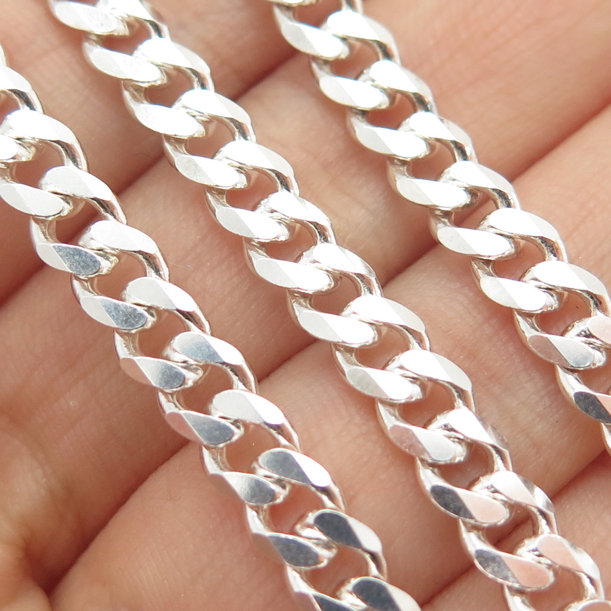 925 Sterling Silver Vintage Cuban Chain Necklace 24"