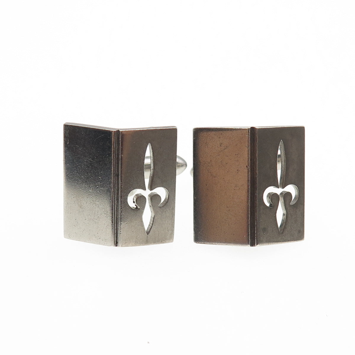 SWANK 925 Sterling Silver Front Antique Art Deco Fleur de Lis Cufflinks