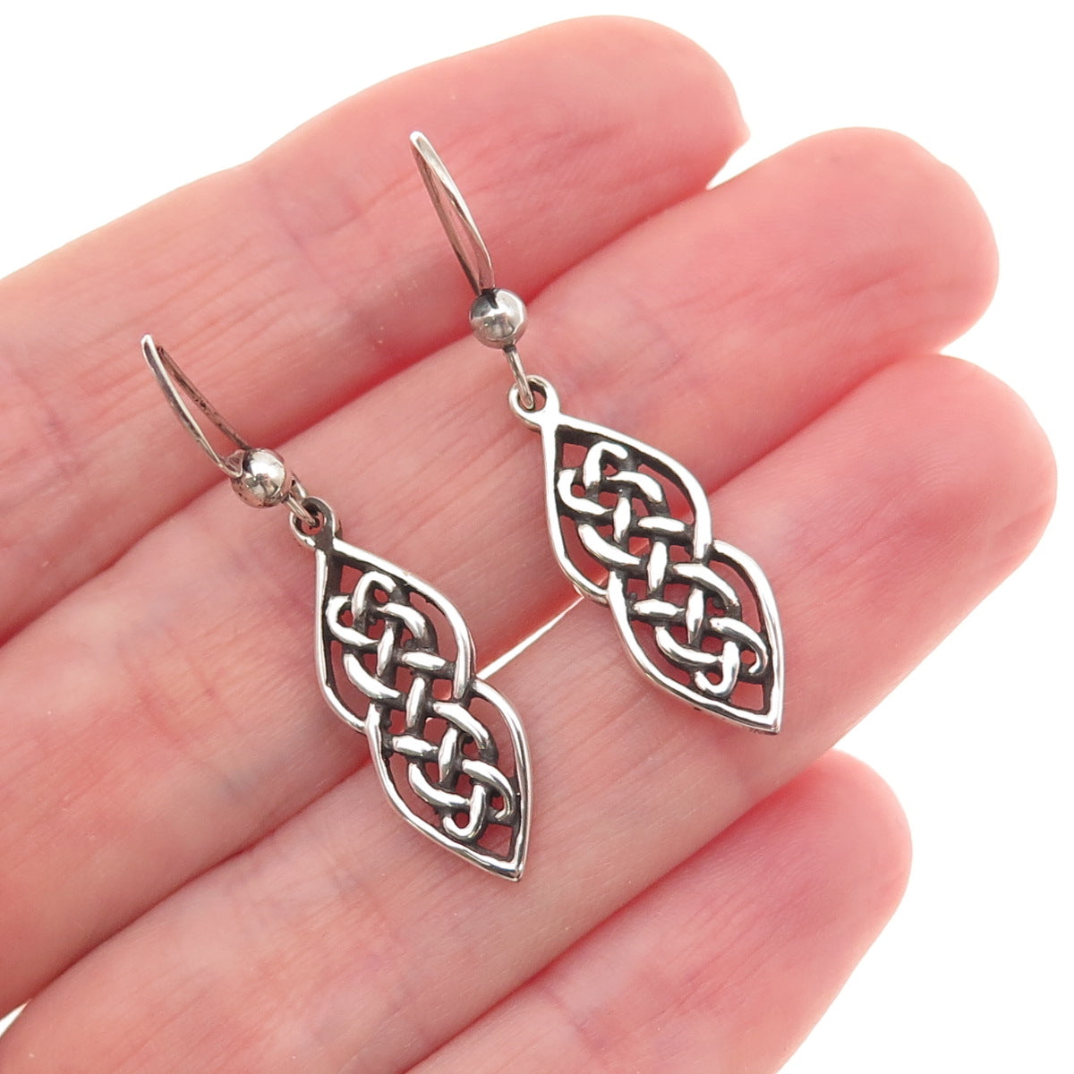 PSCL Peter Stone 925 Sterling Silver Vintage Celtic Love Knot Dangle Earrings