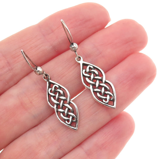 PSCL Peter Stone 925 Sterling Silver Vintage Celtic Love Knot Dangle Earrings