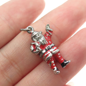 GRIFFITH & SONS CO 925 Sterling Silver Antique Enamel Santa Christmas Pendant