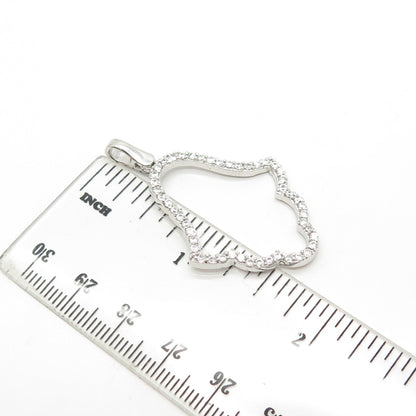 925 Sterling Silver C Z Hamsa Amulet Pendant
