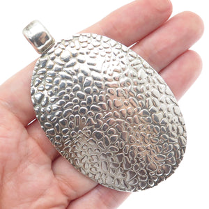 925 Sterling Silver Vintage Modernist Nugget Oval Pendant