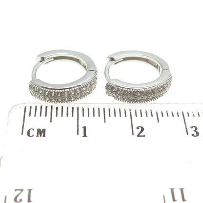 925 Sterling Silver Round-Cut Shaped C Z Huggie Earrings