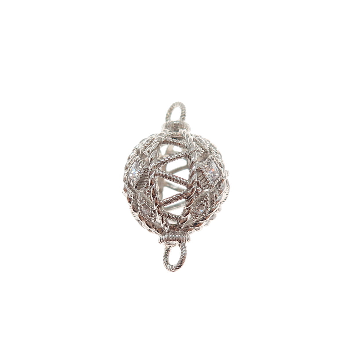 JUDITH RIPKA 925 Sterling Silver C Z Ball Bead Link of Bracelet / Necklace