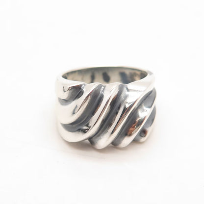 925 Sterling Silver Vintage Chapal-Zenray Inc. Ribbed Ring Size 6