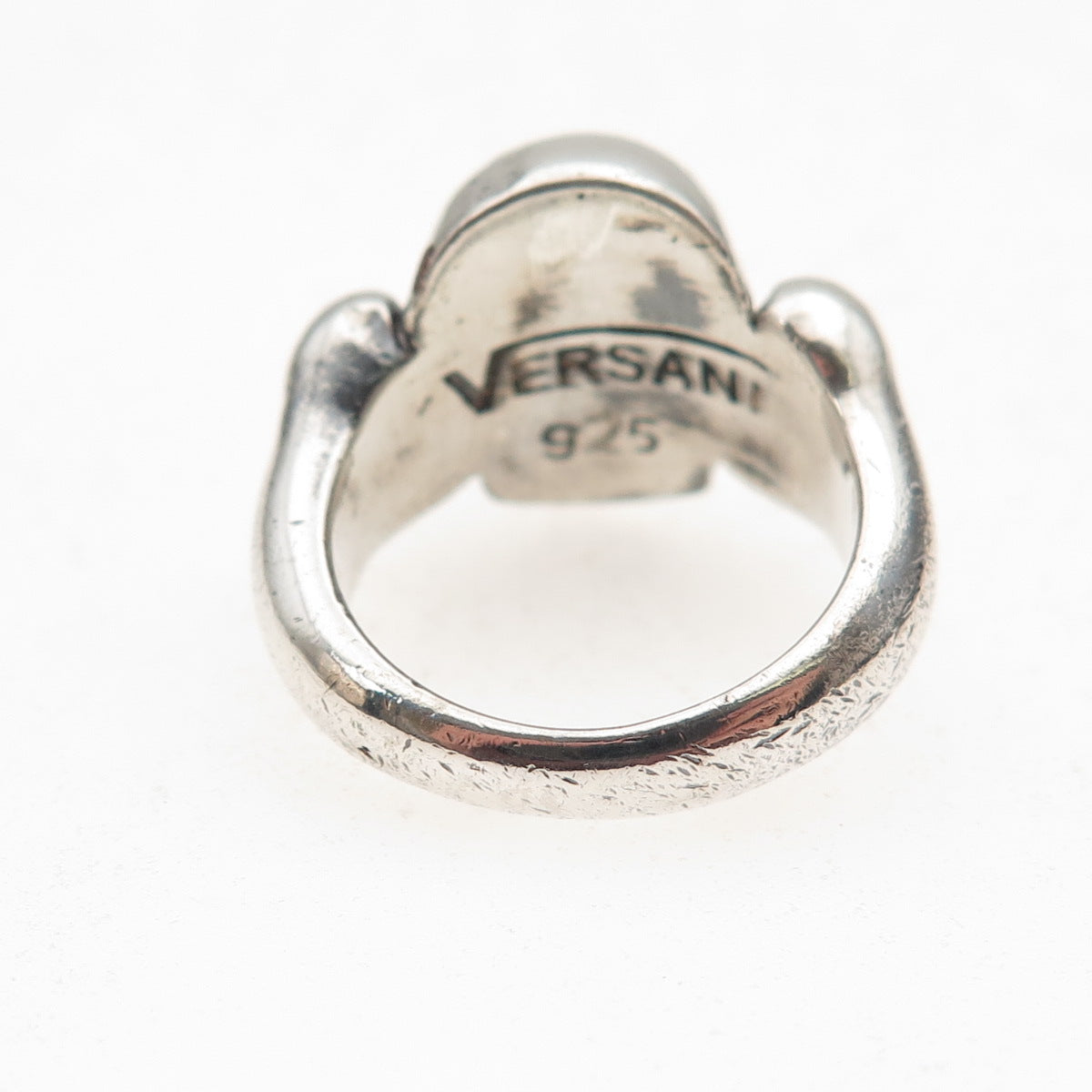 Versani 925 Sterling Silver Vintage Real Red Garnet Skull Oxidized Ring Size 5