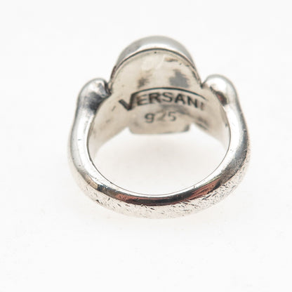 Versani 925 Sterling Silver Vintage Real Red Garnet Skull Oxidized Ring Size 5