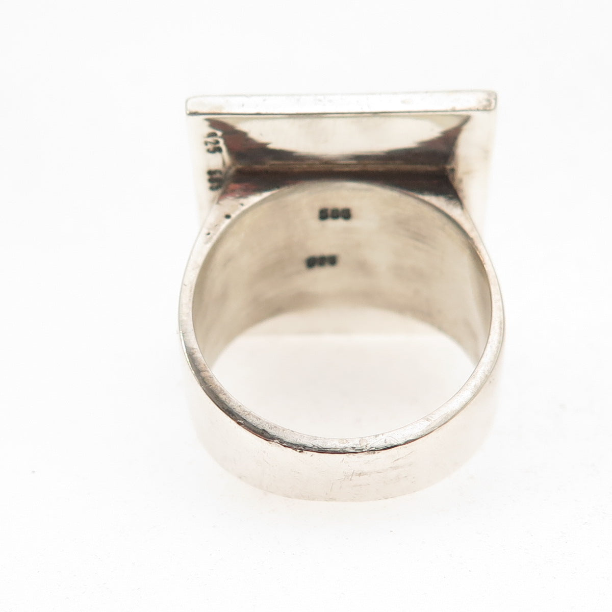 925 Sterling Silver 14K Gold Vintage Modernist Oxidized Ring Size 7