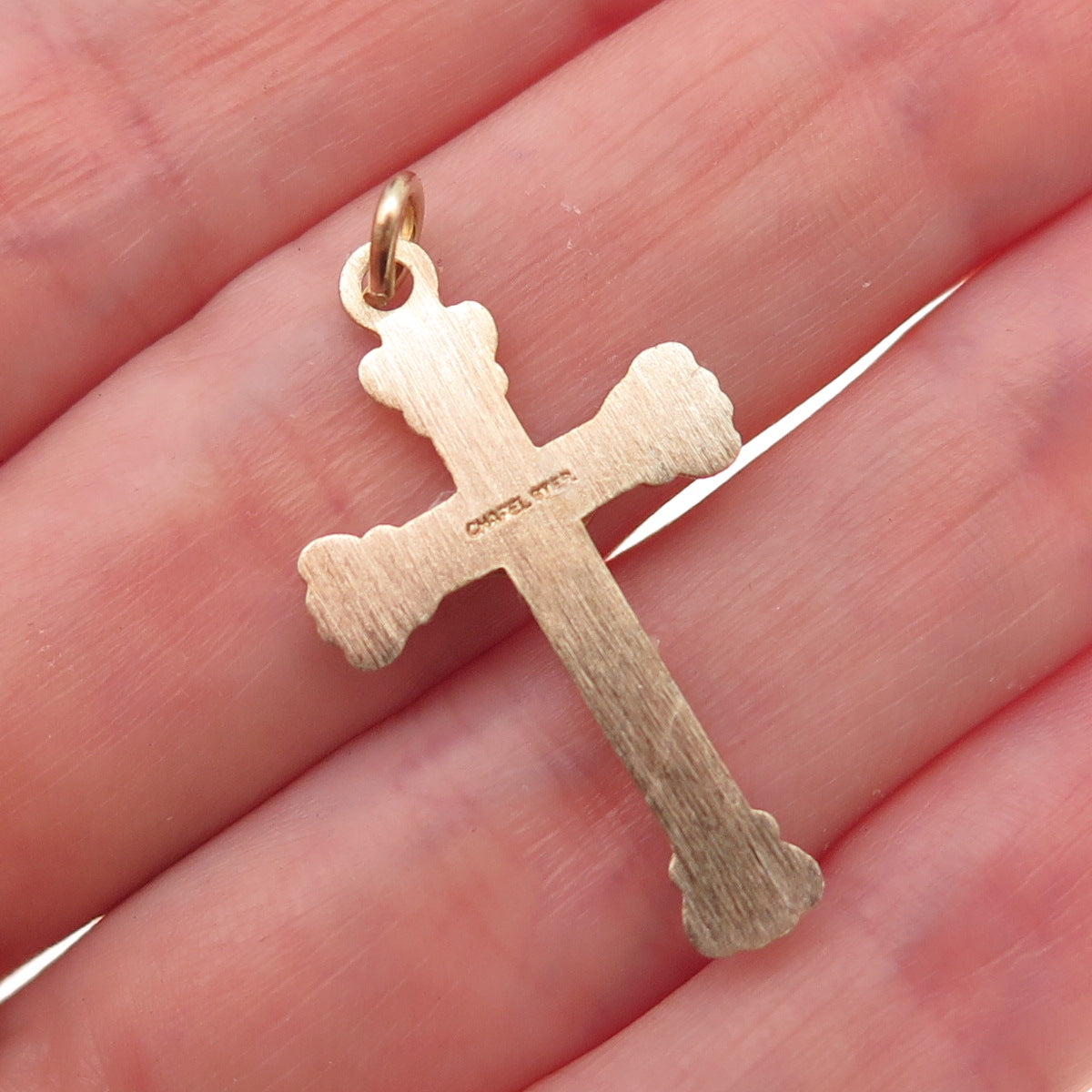 Chapel 925 Sterling Silver Gold Plated Vintage Crucifix Cross Charm Pendant