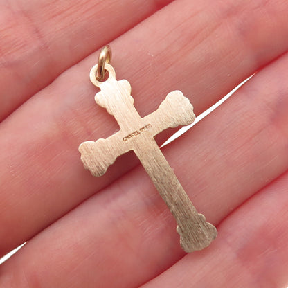 Chapel 925 Sterling Silver Gold Plated Vintage Crucifix Cross Charm Pendant