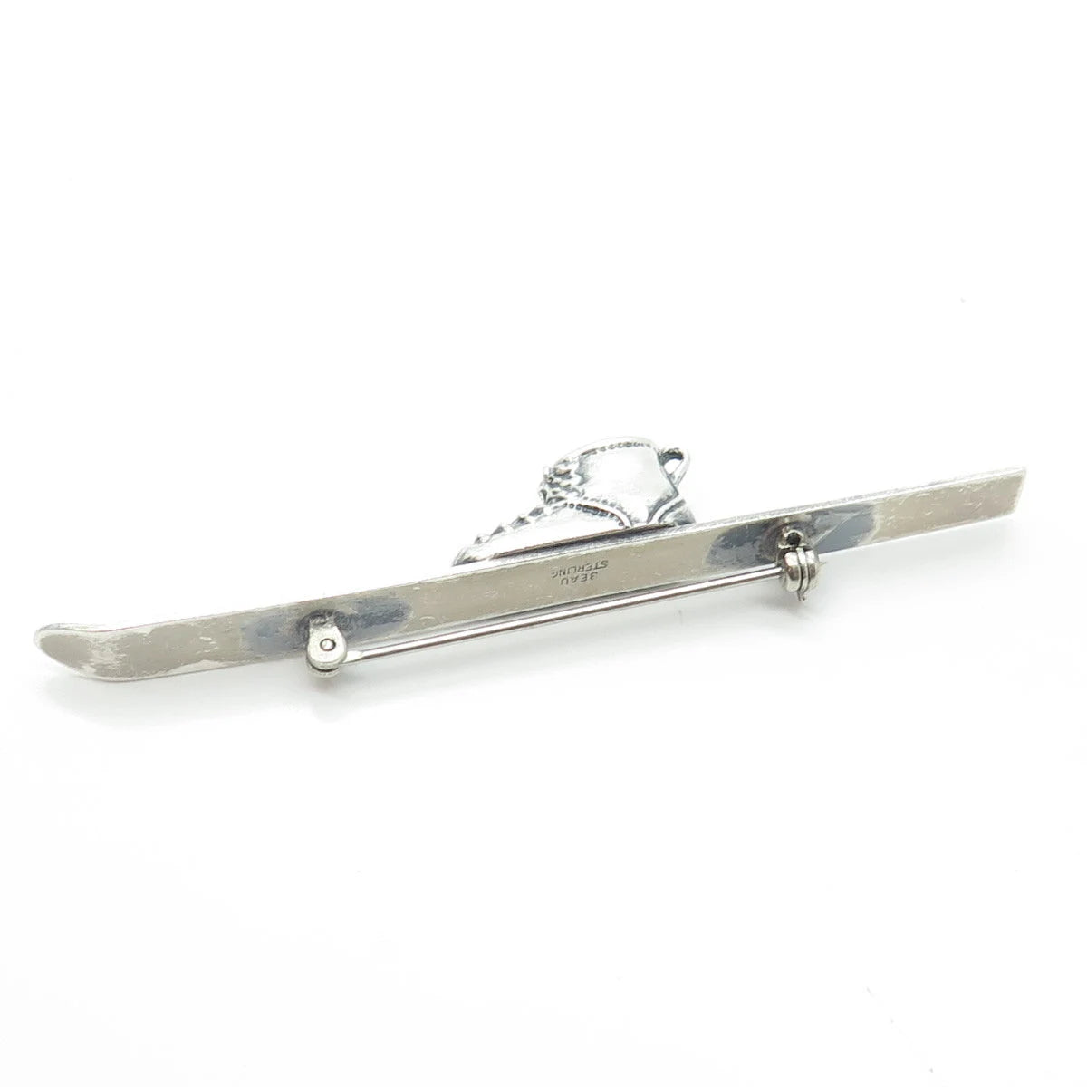 925 Sterling Silver Vintage BEAU Ski & Boot Pin Brooch