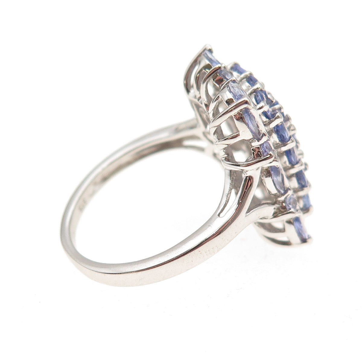 Chuck Clemency 925 Sterling Silver Real Tanzanite Cluster Ring Size 8.25