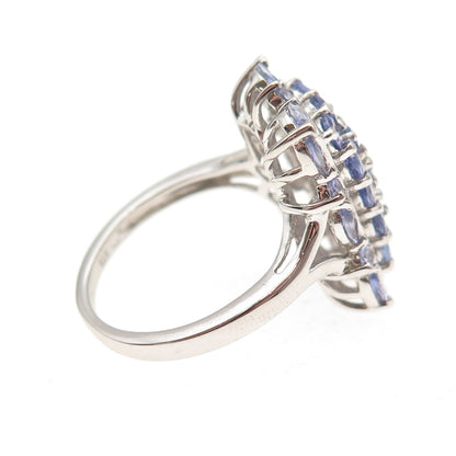 Chuck Clemency 925 Sterling Silver Real Tanzanite Cluster Ring Size 8.25