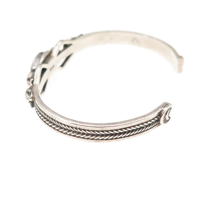 Aldrich Sterling Silver Vintage Real Multi-Gem Adjustable Cuff Bracelet 5.75"