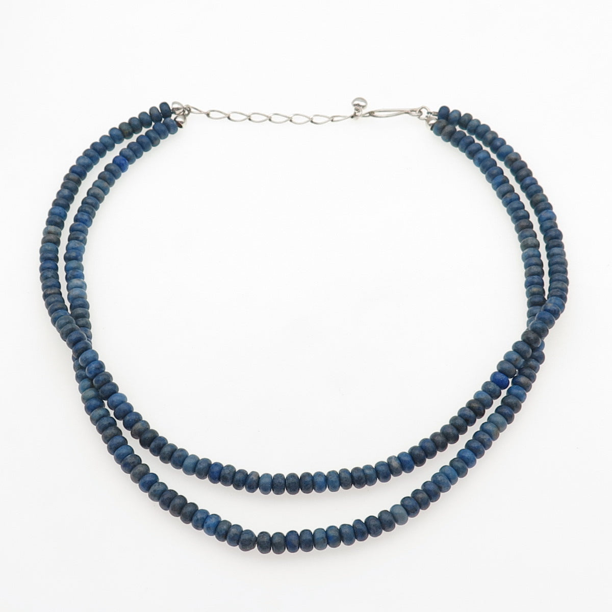 Jay King Desert Rose Sterling Vintage Real Lapis 2-Strand Beaded Necklace 16-20"