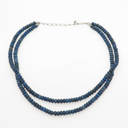 Jay King Desert Rose Sterling Vintage Real Lapis 2-Strand Beaded Necklace 16-20"