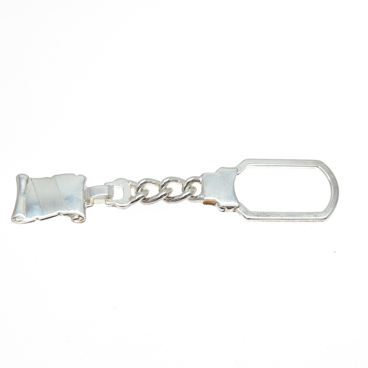 925 Sterling Silver Vintage Italy Key Diploma Fob Chain Ring Holder