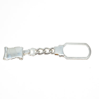 925 Sterling Silver Vintage Italy Key Diploma Fob Chain Ring Holder