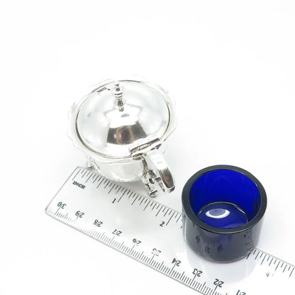 925 Sterling Silver & Glass Antique 1921 E S Barnsley Birmingham Mustard Pot