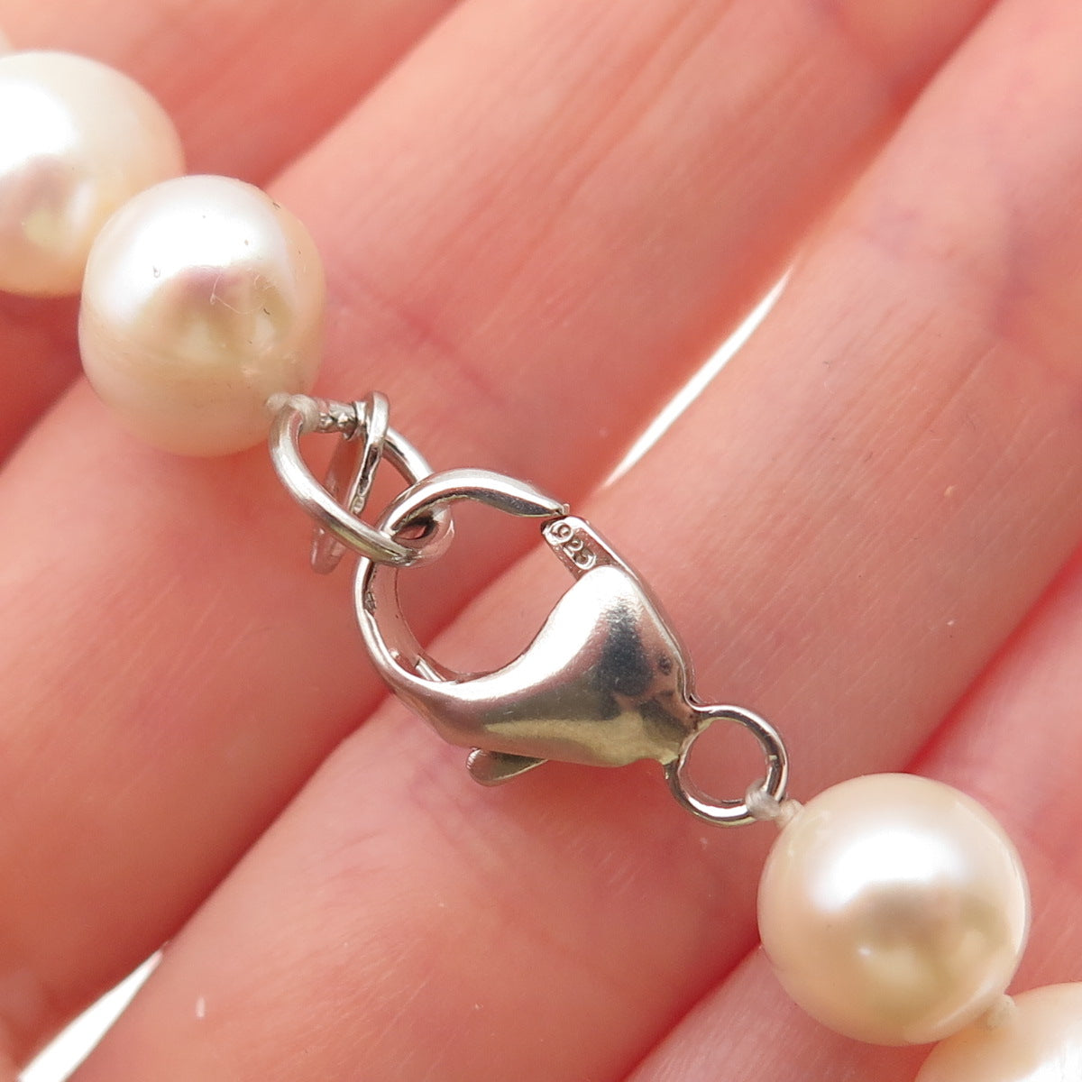 LUCAS LAMETH 925 Sterling Silver Vintage Real Baroque Pearl Beaded Necklace 24"