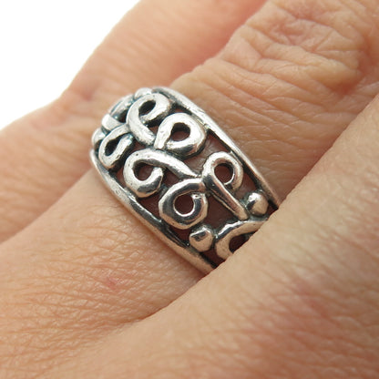 925 Sterling Silver Vintage Swirl Oxidized Ring Size 7