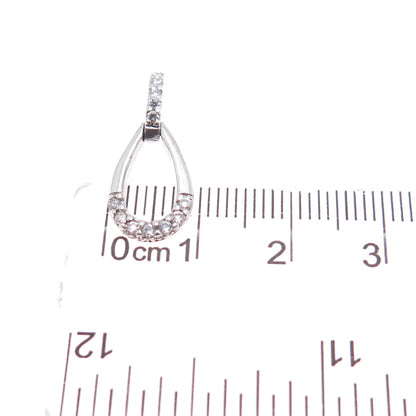 925 Sterling Silver Round-Cut C Z Teardrop Minimalist Charm Pendant