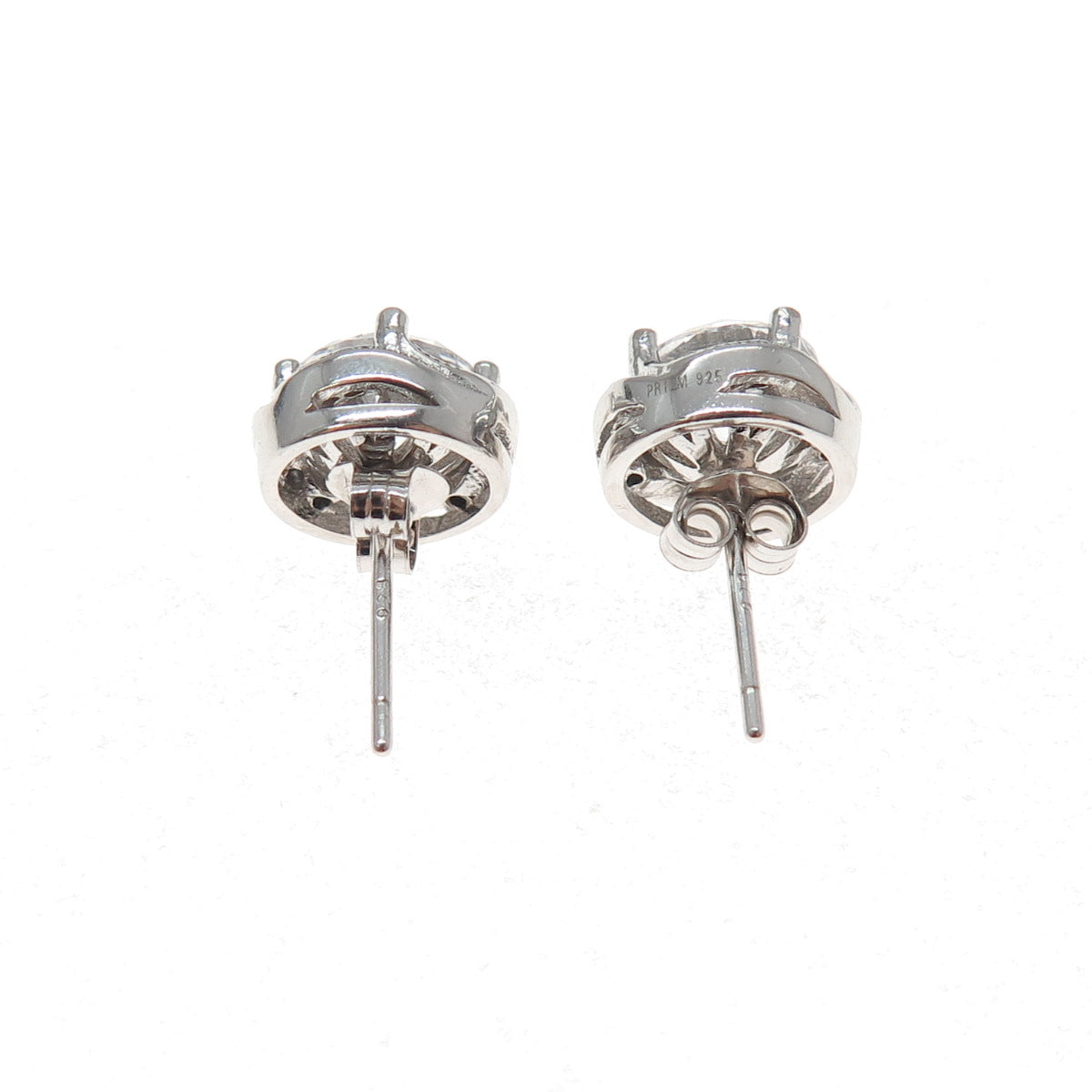 925 Sterling Silver Round-Cut C Z Stud Earrings