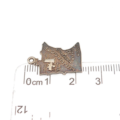 Wells 925 Sterling Silver Gold Plated Vintage Minnesota State Map Charm Pendant