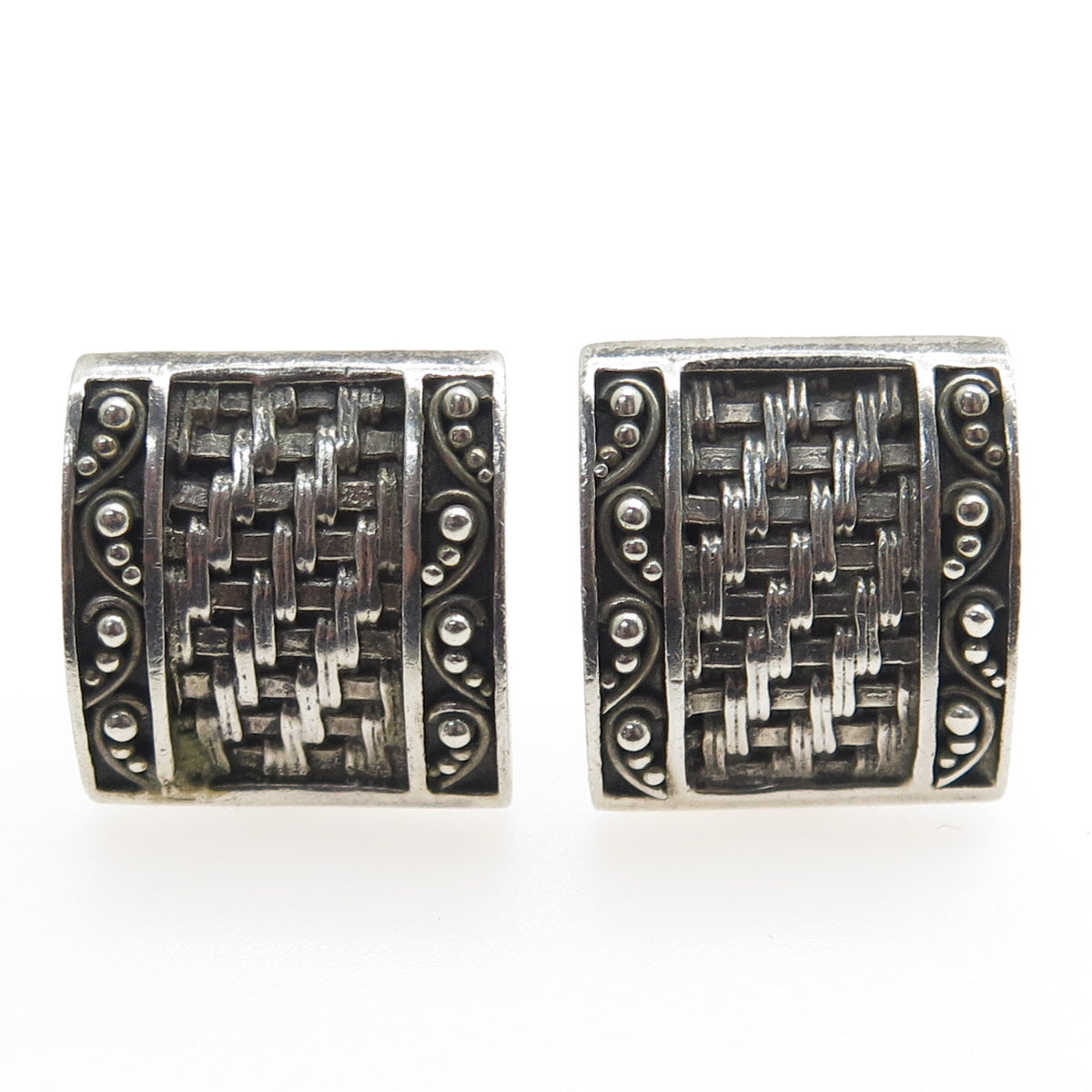 LOIS HILL 925 Sterling Silver Vintage Ethnic Clip On Earrings