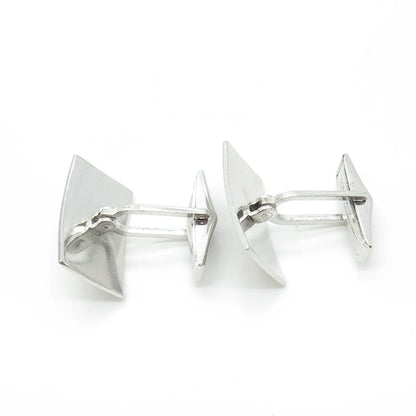 925 Sterling Silver Vintage Smibo Floral Rectangle Cufflinks