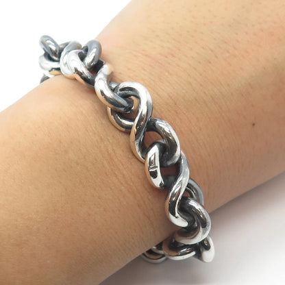 925 Sterling Silver Vintage Infinity Link Bracelet 7"